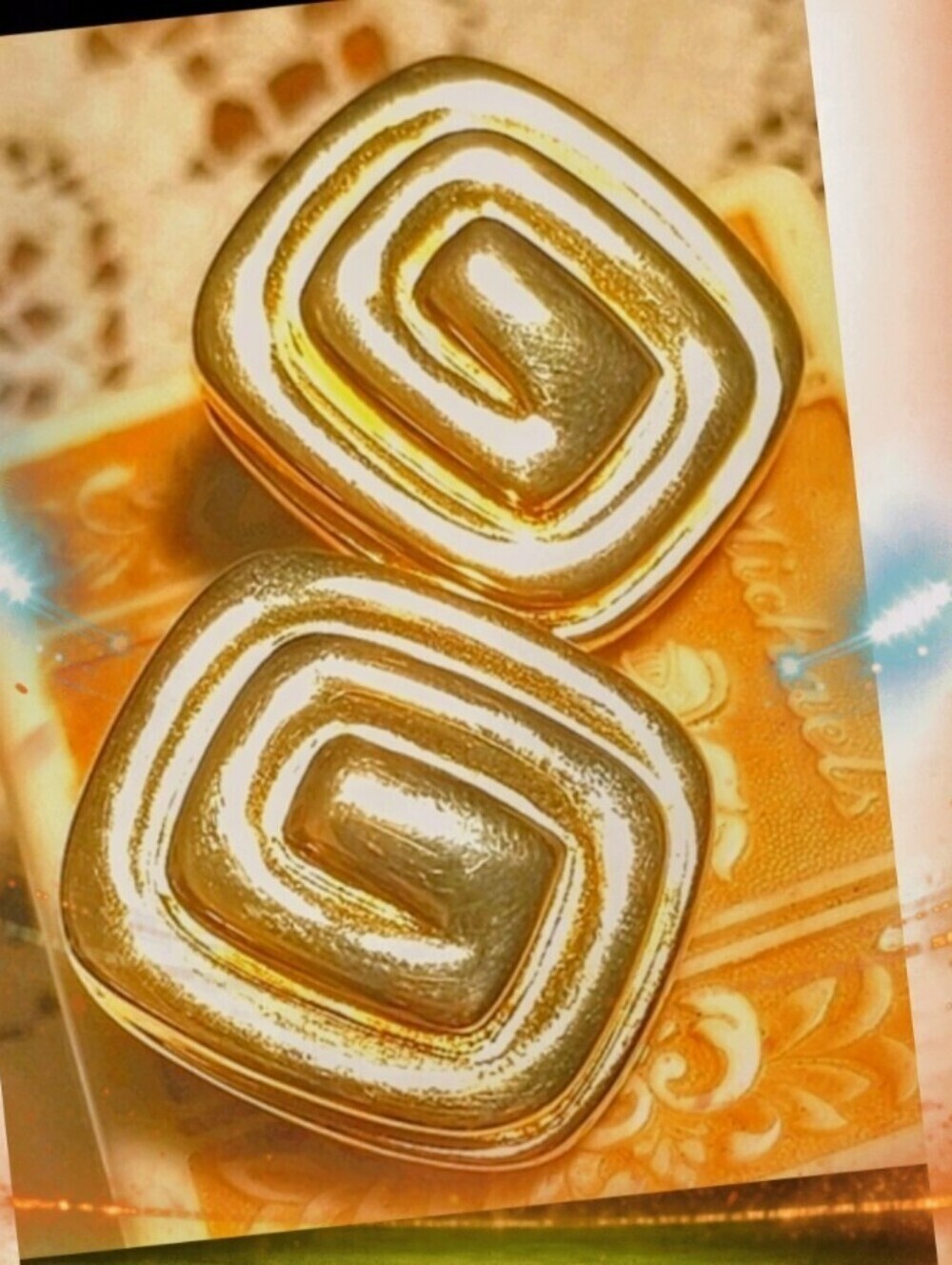 VTG GIVENCHY PARIS NEW YORK logo earrings